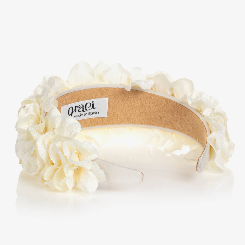 Graci-Girls Ivory Floral Hairband | Childrensalon Outlet