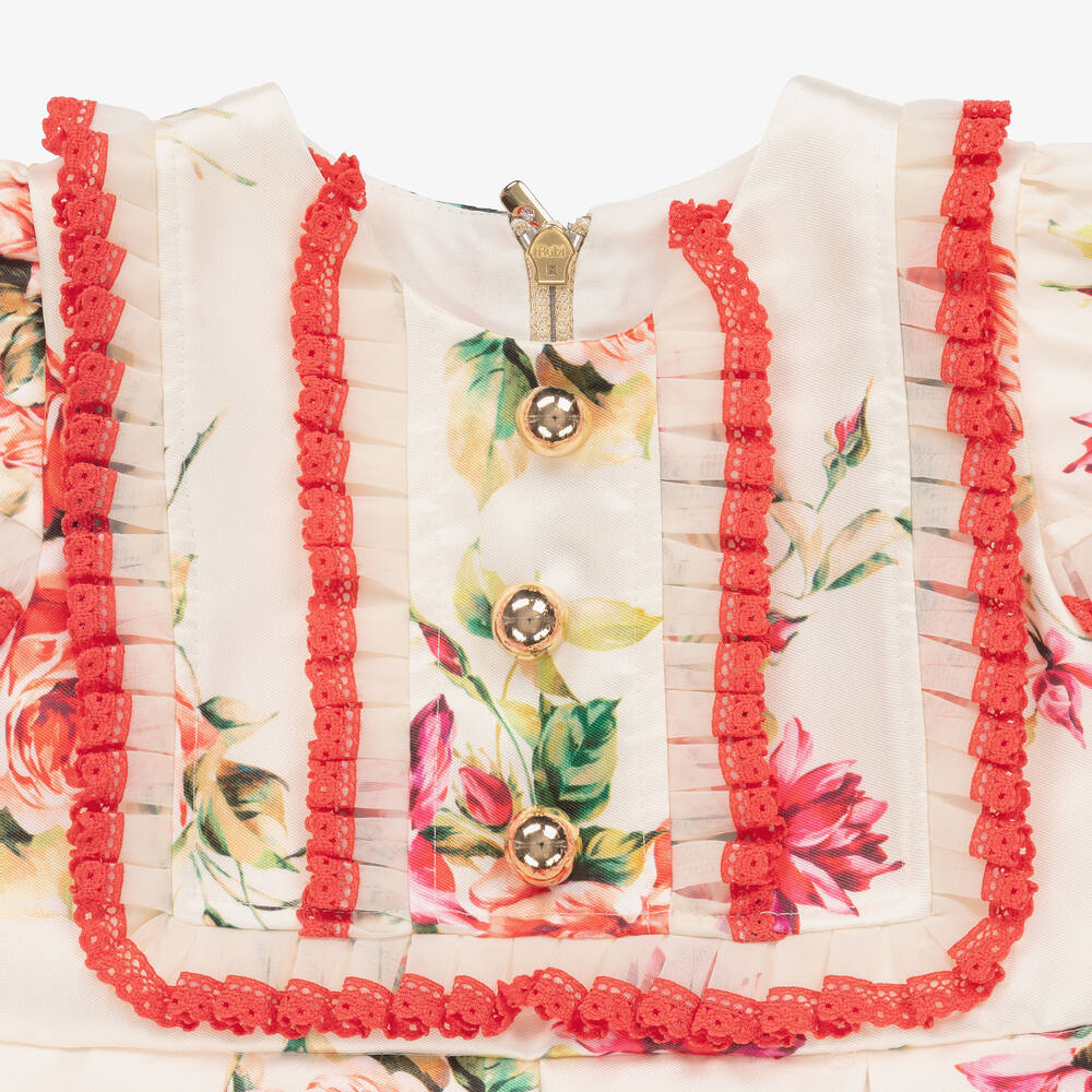 Graci-Girls Ivory Floral Satin Twill Dress | Childrensalon Outlet