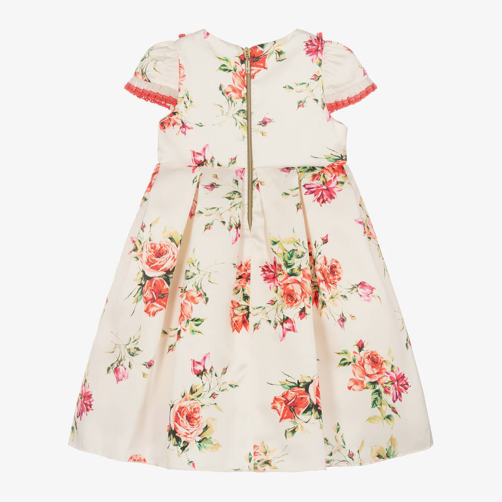 Graci-Girls Ivory Floral Satin Twill Dress | Childrensalon Outlet