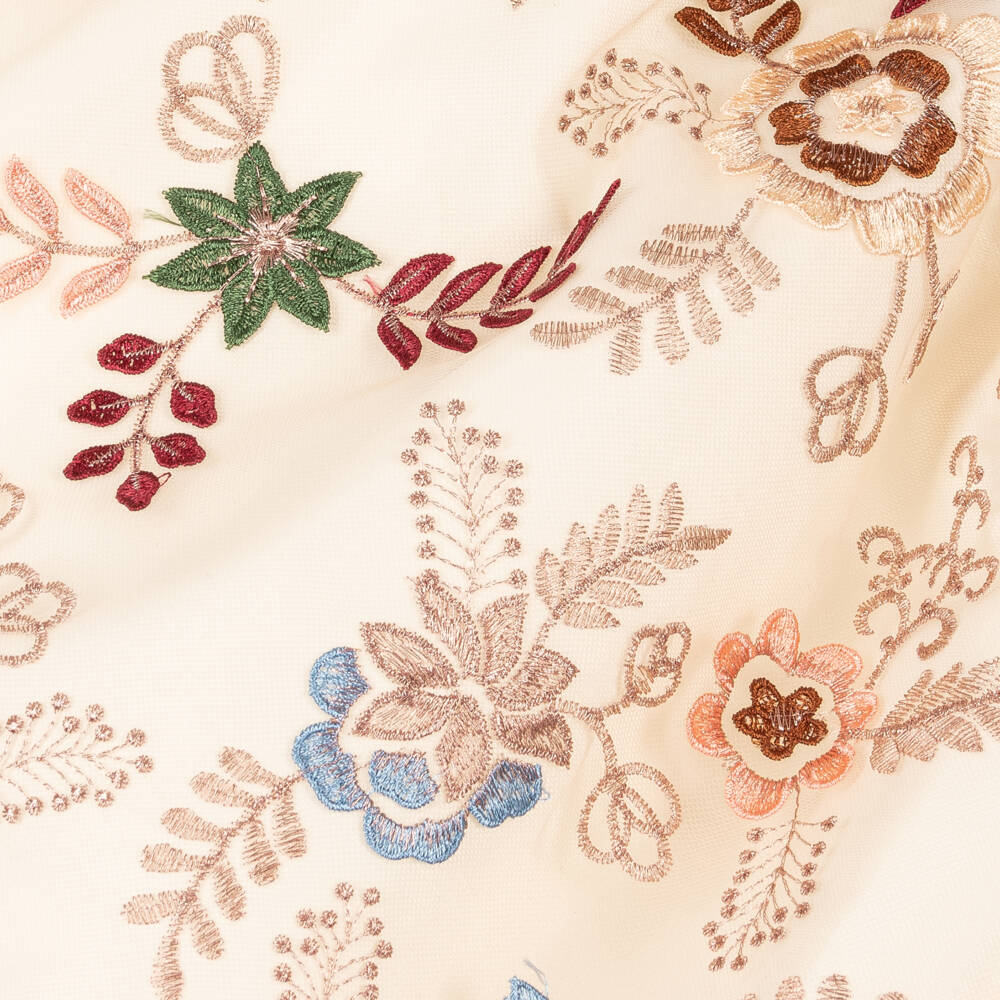 Graci-Кремовое платье из тюля с цветочным узором для девочек | Childrensalon Outlet