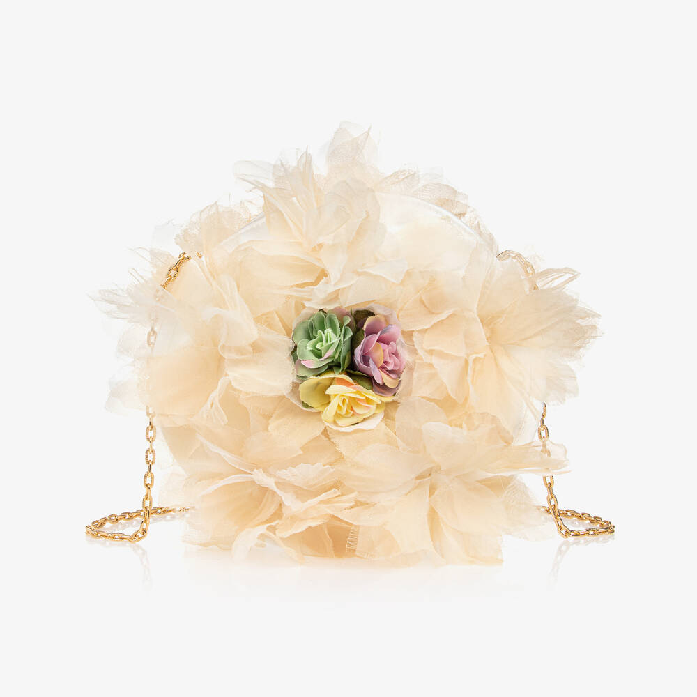 Graci-Girls Ivory Flower Shoulder Bag (19cm) | Childrensalon Outlet