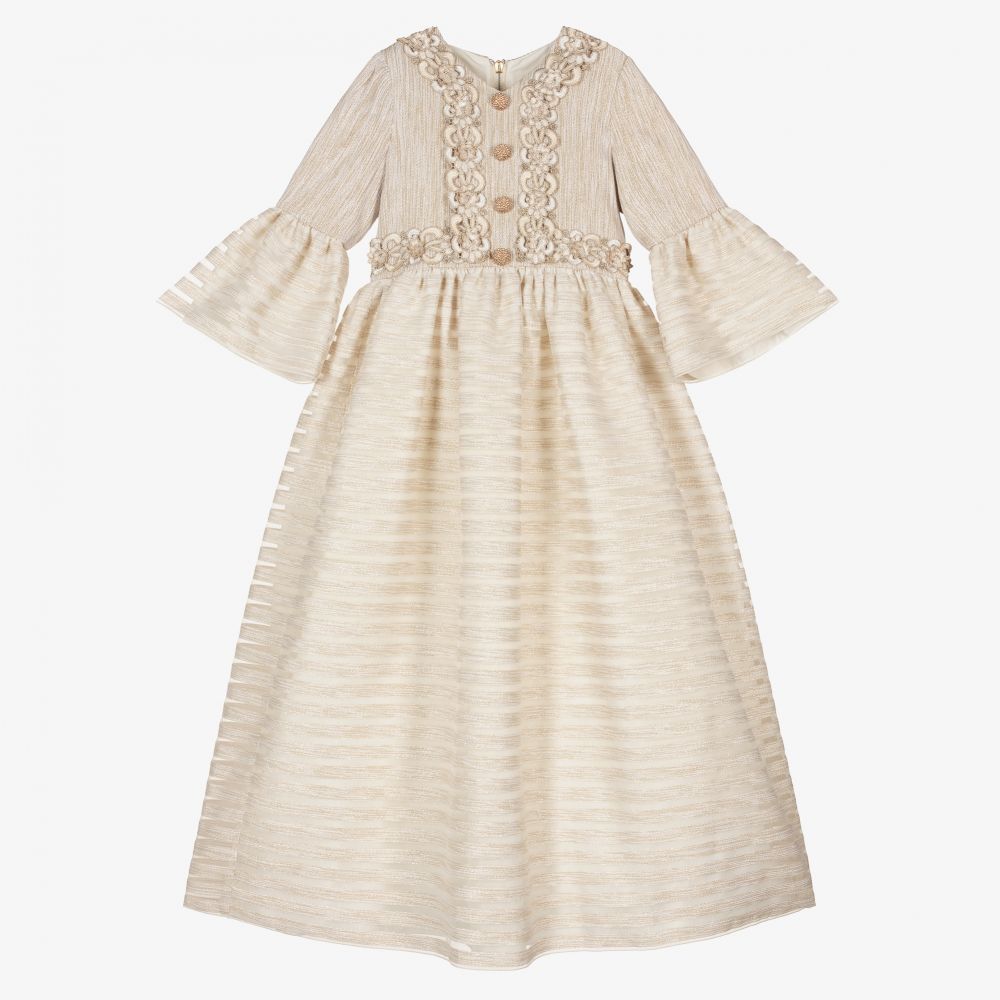 Graci-Girls Ivory & Gold Dress | Childrensalon Outlet