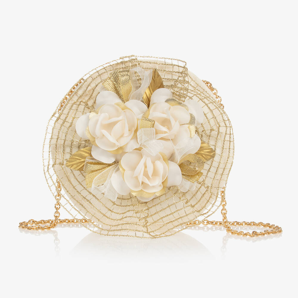 Graci - Кремовая сумочка с золотистыми цветами (16см) | Childrensalon