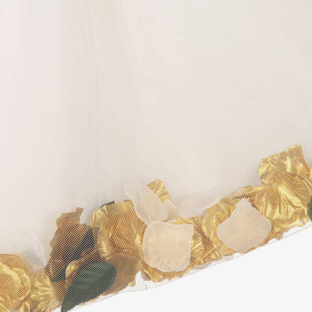 Graci-Кремовое платье с золотистыми лепестками | Childrensalon Outlet