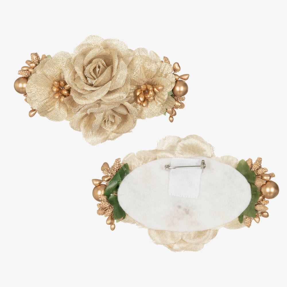 Graci-Кремовое платье в золотистый горошек | Childrensalon Outlet