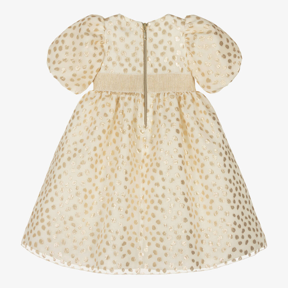 Graci-Кремовое платье в золотистый горошек | Childrensalon Outlet