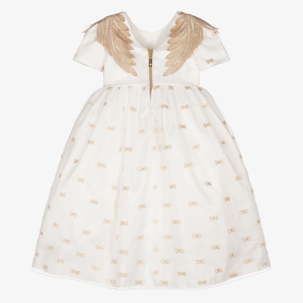 Graci-Кремовое платье с золотыми крыльями для девочек | Childrensalon Outlet