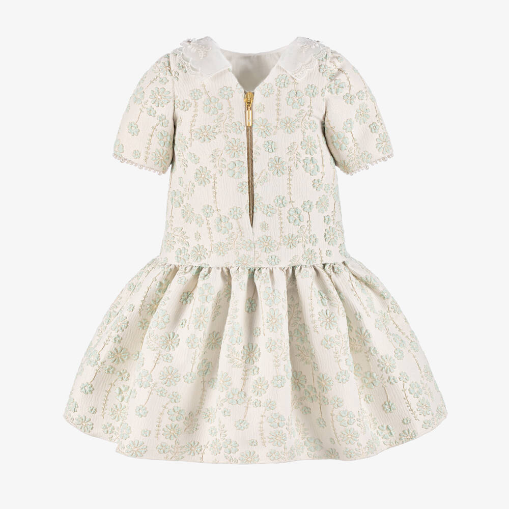 Graci-Платье с жаккардовым воротником зелёное | Childrensalon Outlet