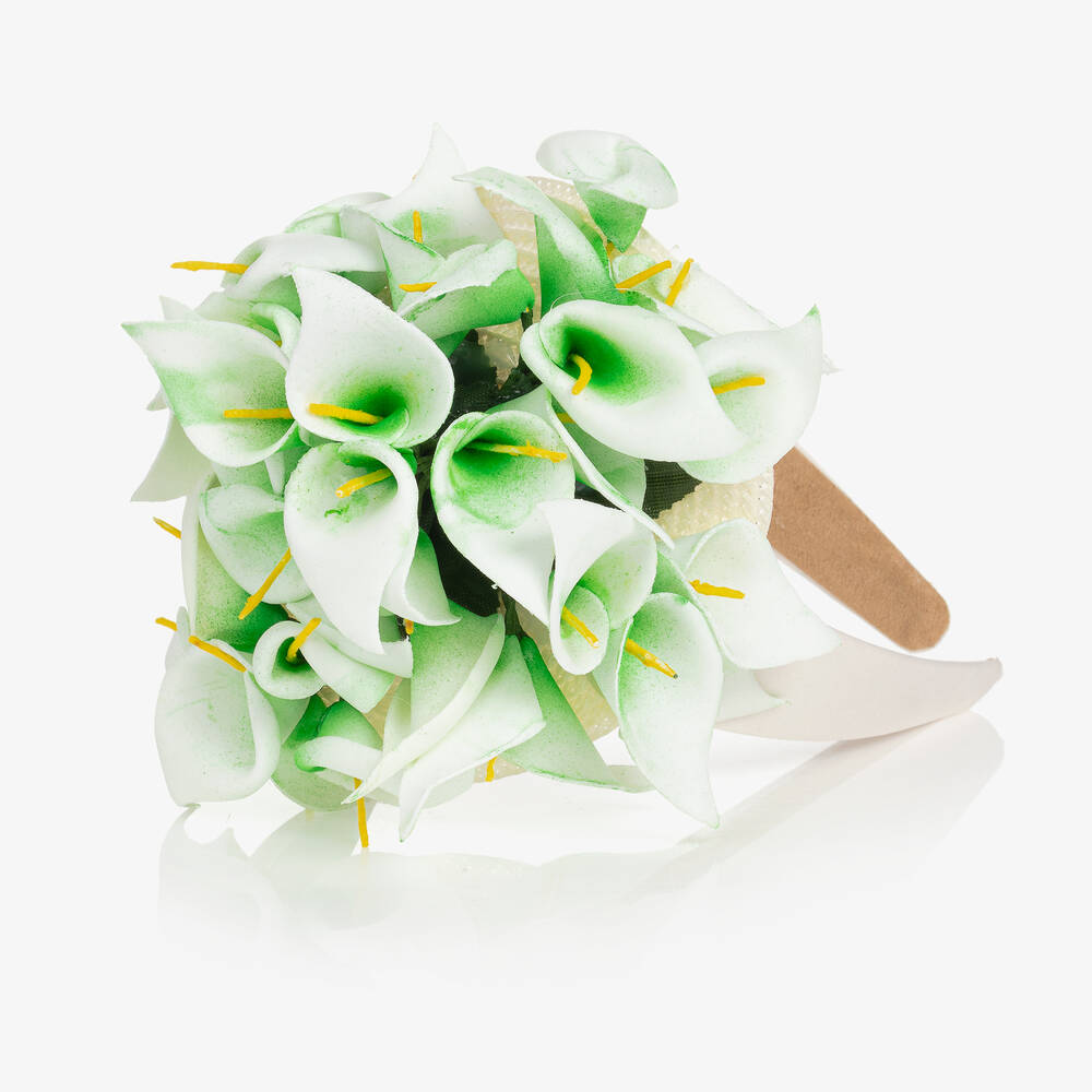 Graci-Кремово-зеленый ободок с лилиями | Childrensalon Outlet