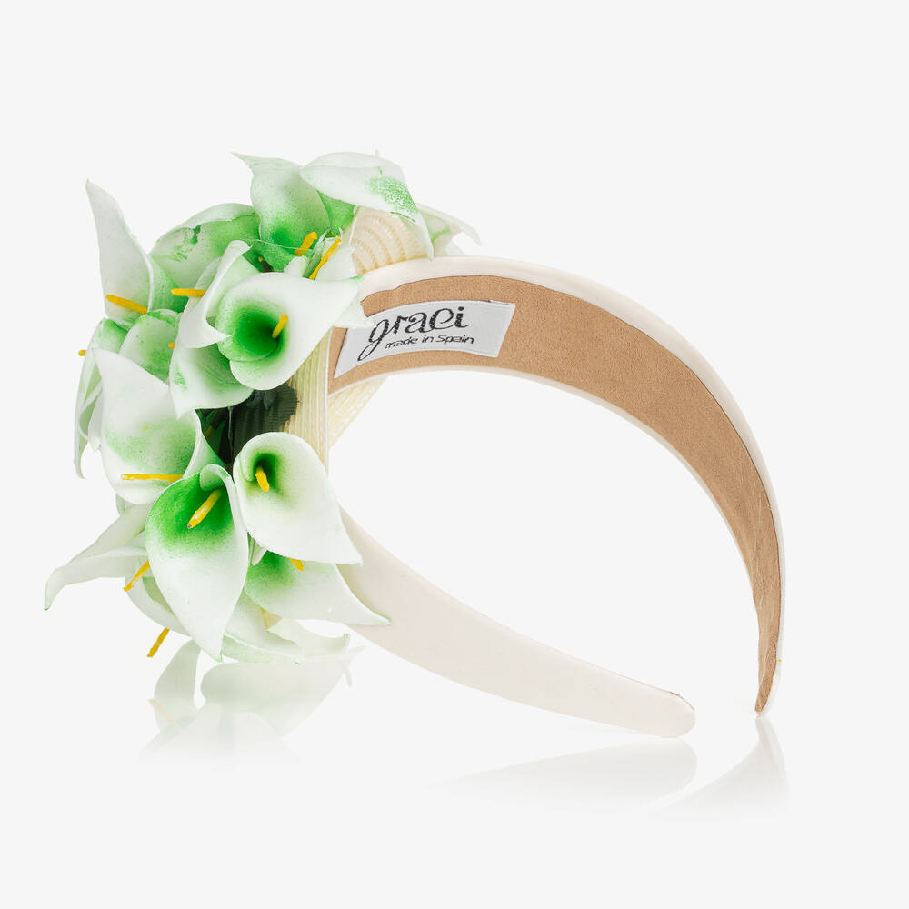Graci-Кремово-зеленый ободок с лилиями | Childrensalon Outlet