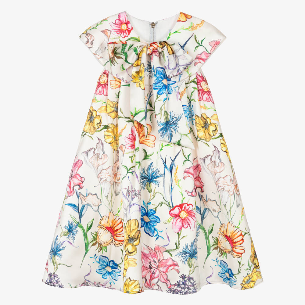 Graci-Кремовое платье с цветочным узором для девочек | Childrensalon Outlet