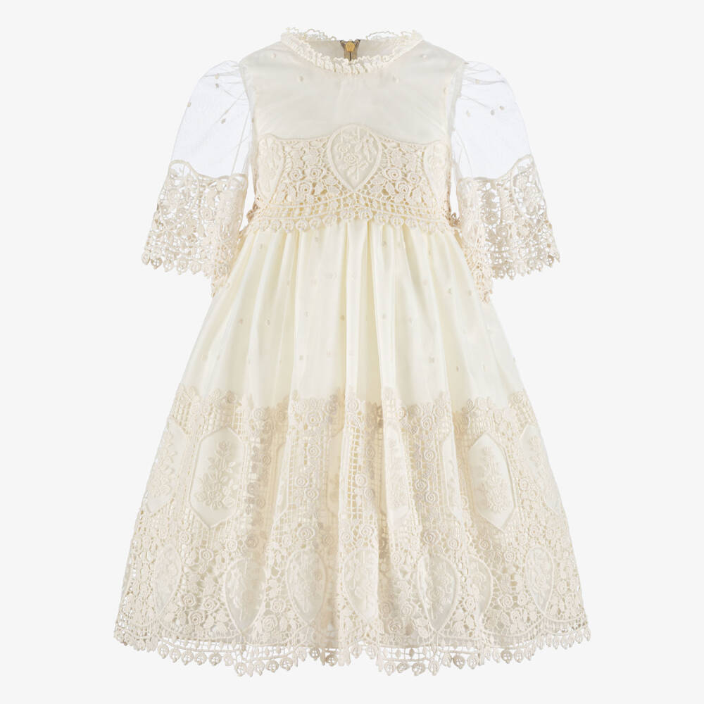 Graci-Кремовое кружевное платье для девочек | Childrensalon Outlet