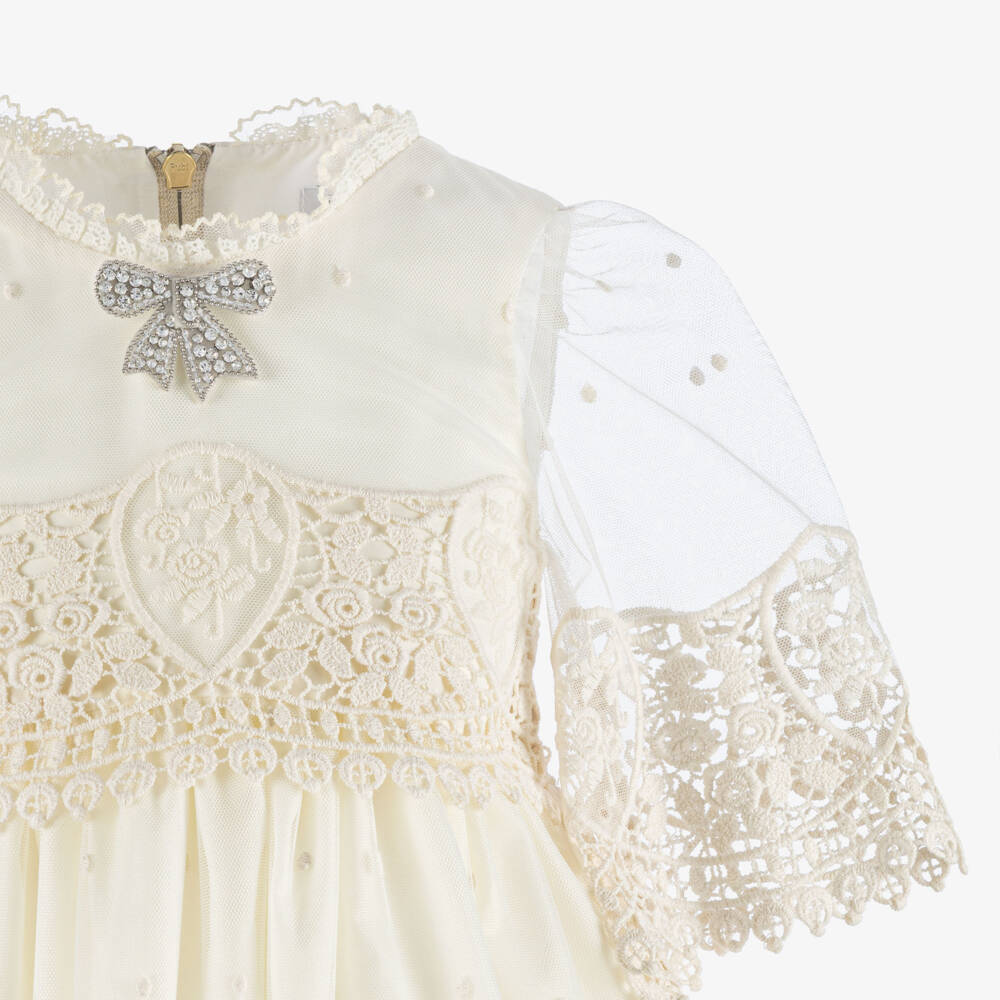 Graci-Кремовое кружевное платье для девочек | Childrensalon Outlet