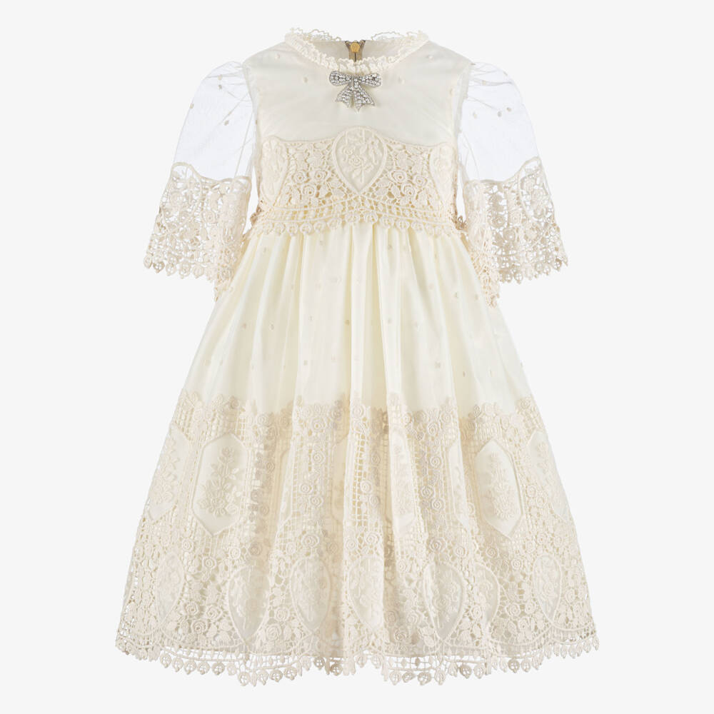 Graci-Кремовое кружевное платье для девочек | Childrensalon Outlet
