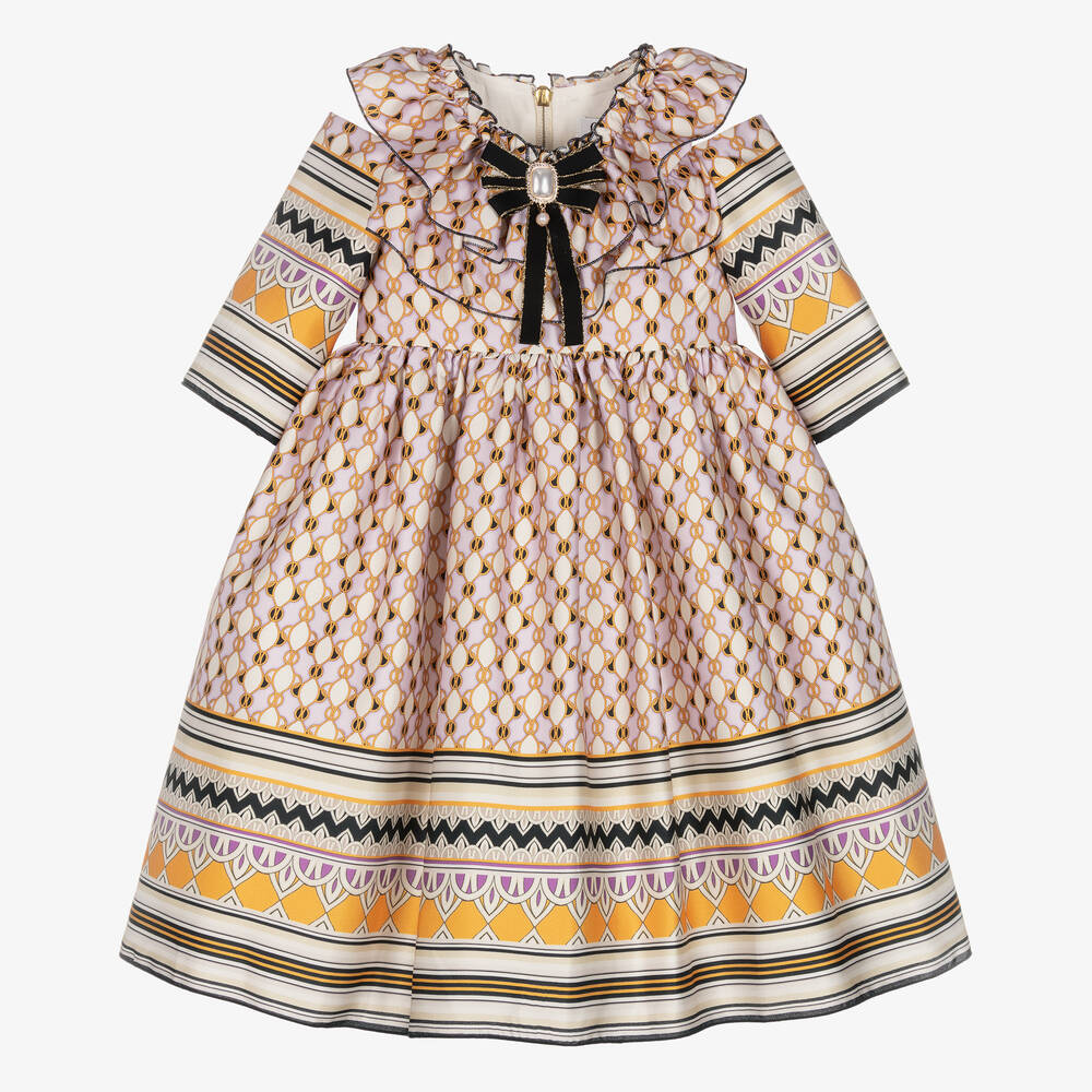 Graci - Лиловое атласное платье с брошью | Childrensalon