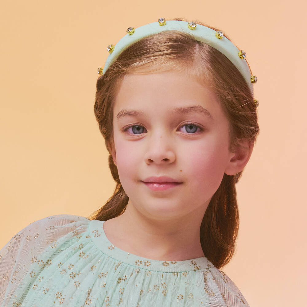 Graci-Мятно-зеленый ободок со стразами для девочек | Childrensalon Outlet