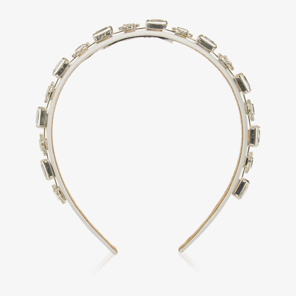 Graci-Girls Off-White Diamanté Hairband | Childrensalon Outlet