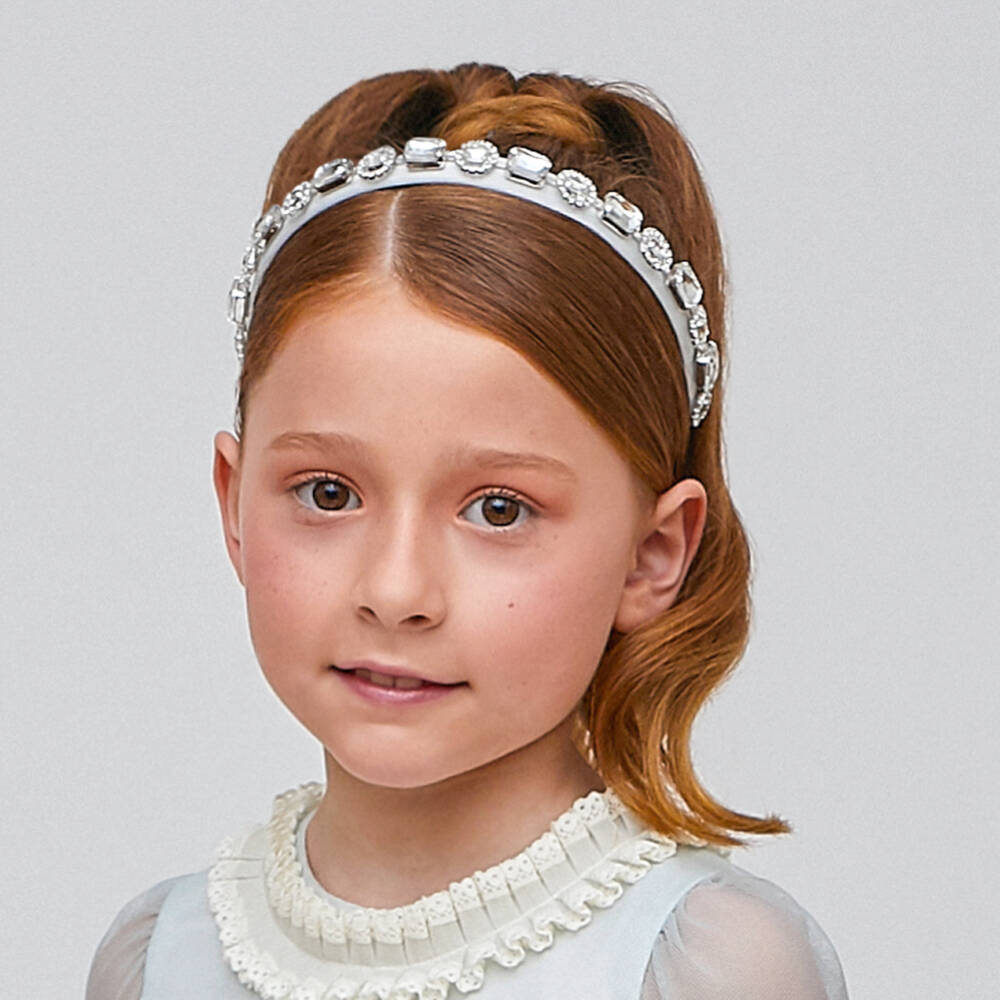 Graci-Girls Off-White Diamanté Hairband | Childrensalon Outlet