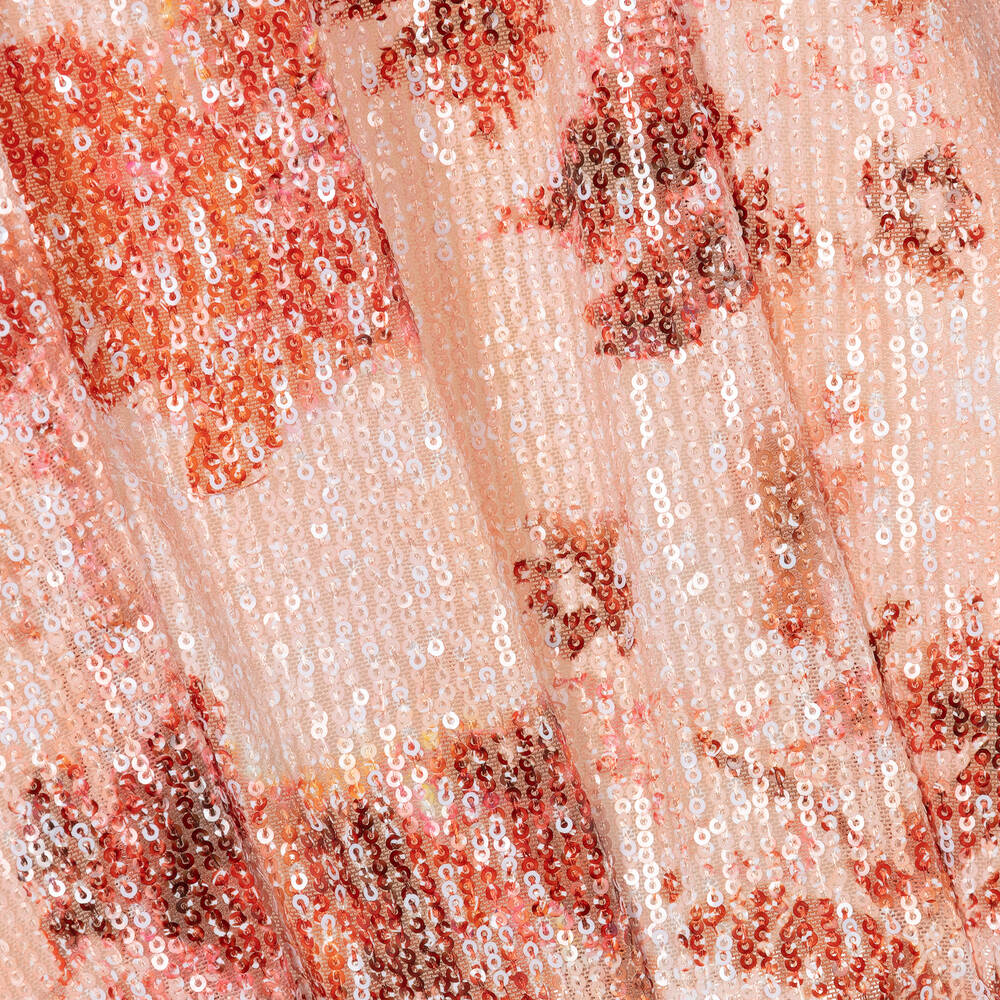 غراتسي-فستان أورغانزا لون برتقالي وأبيض مزين بترتر | Childrensalon Outlet