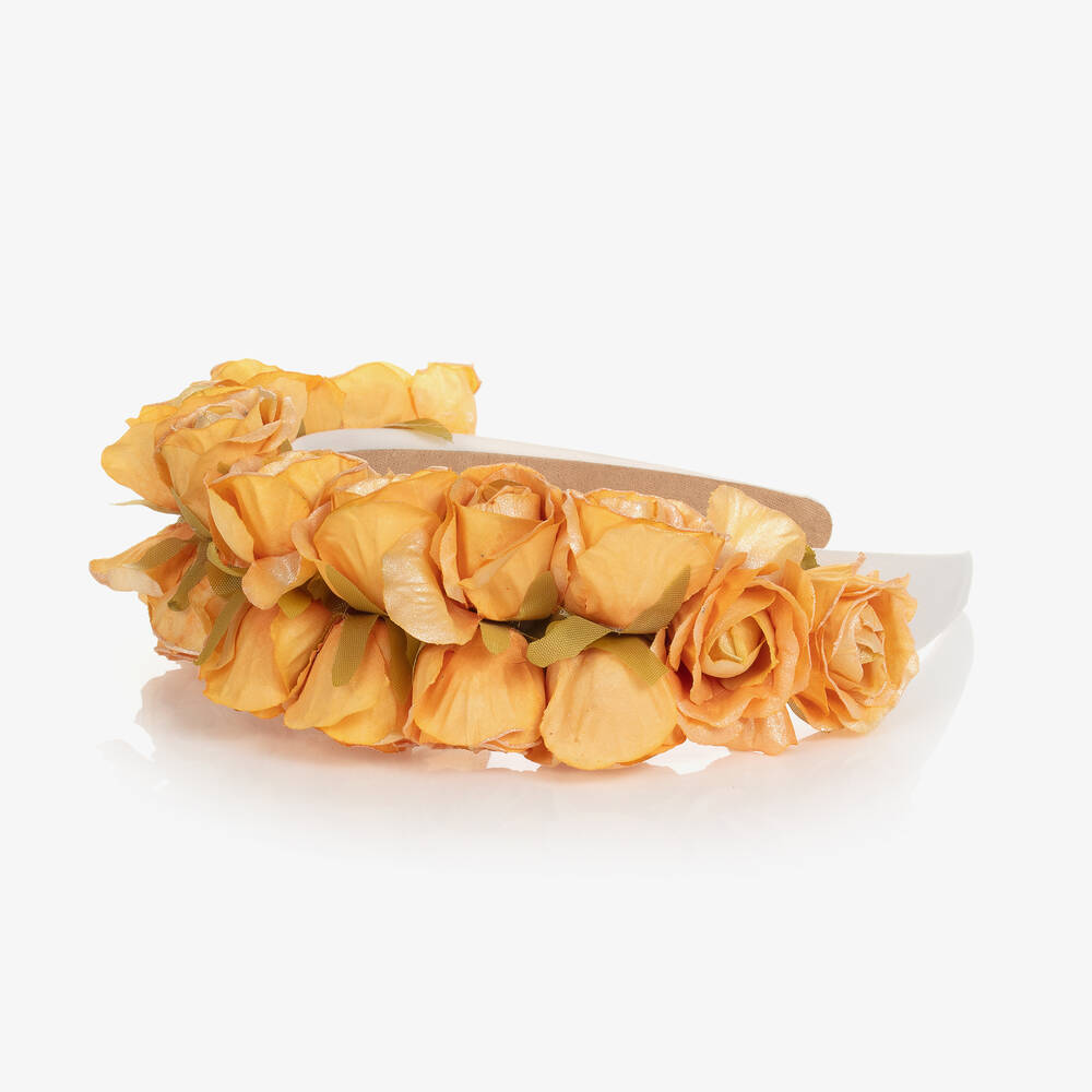 Graci-Girls Orange Shimmer Rose Hairband | Childrensalon Outlet