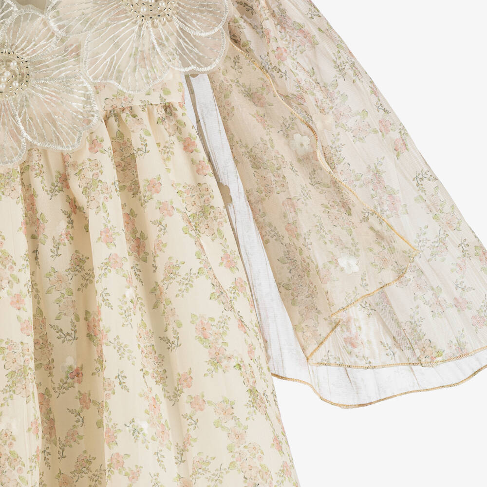 Graci-Кремовое платье с цветочным узором для девочек | Childrensalon Outlet