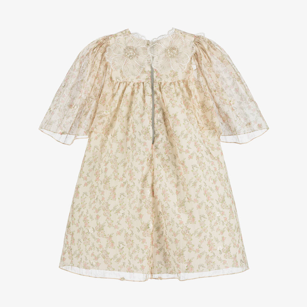 Graci-Кремовое платье с цветочным узором для девочек | Childrensalon Outlet