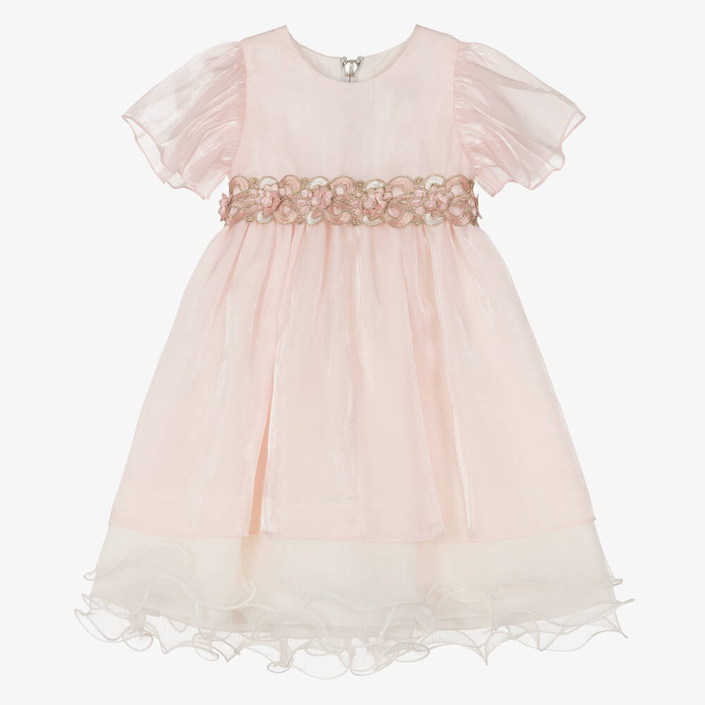 Graci - Girls Pale Pink Organza Dress | Childrensalon