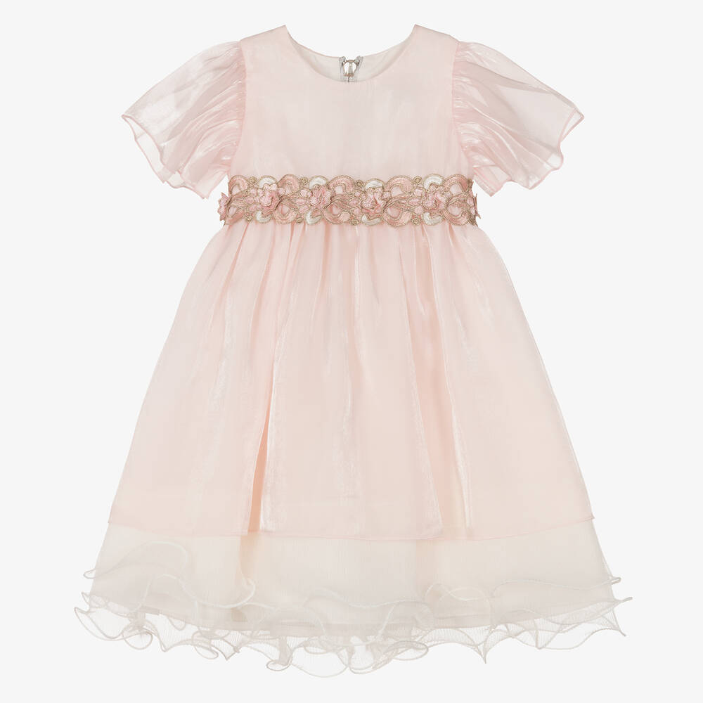 Graci - Robe rose pâle en organza fille | Childrensalon