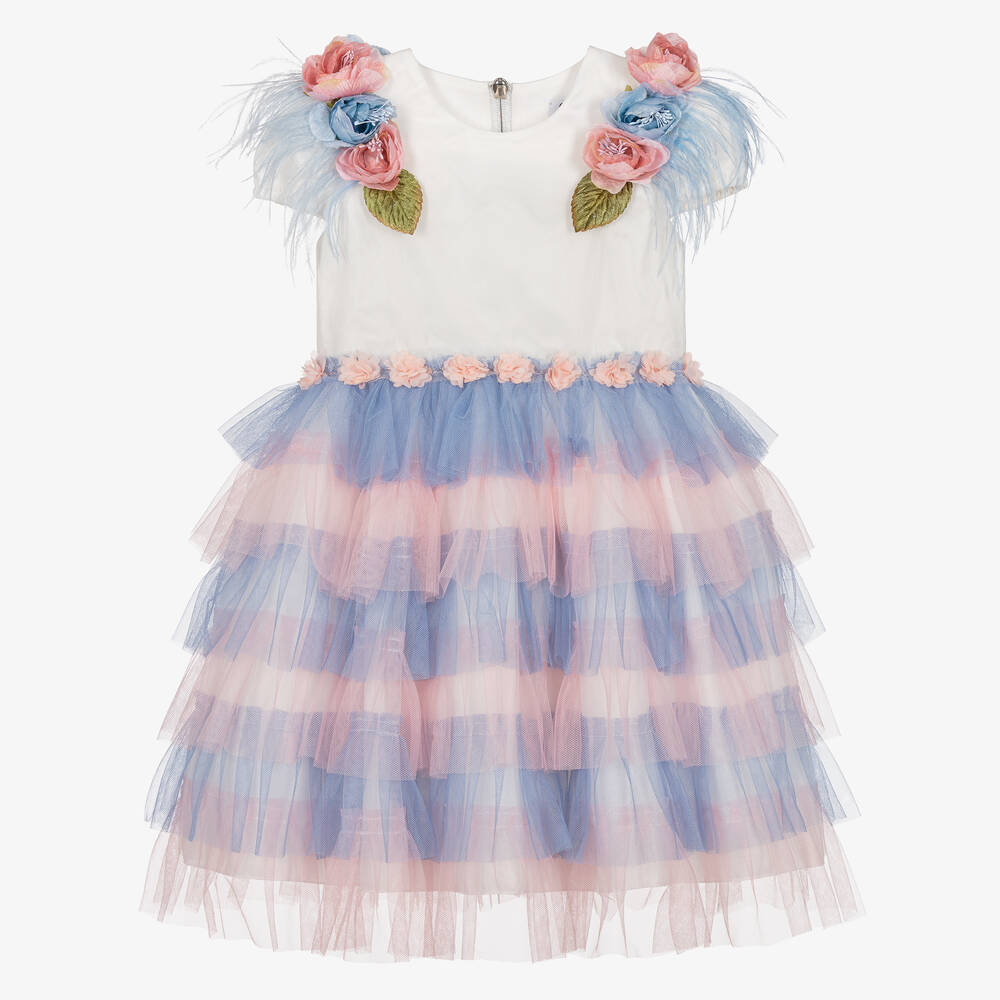 Graci - Розово-голубое платье из тюля | Childrensalon