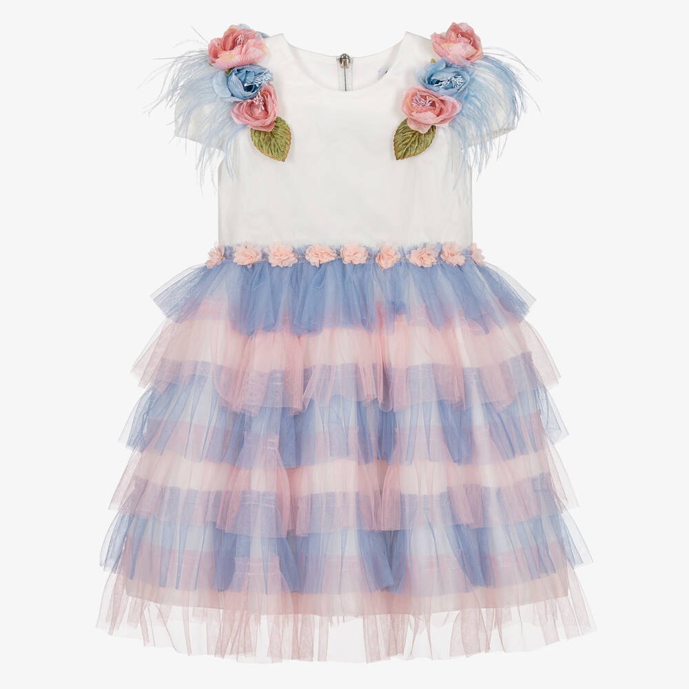 Graci-Girls Pink & Blue Tulle Dress | Childrensalon Outlet