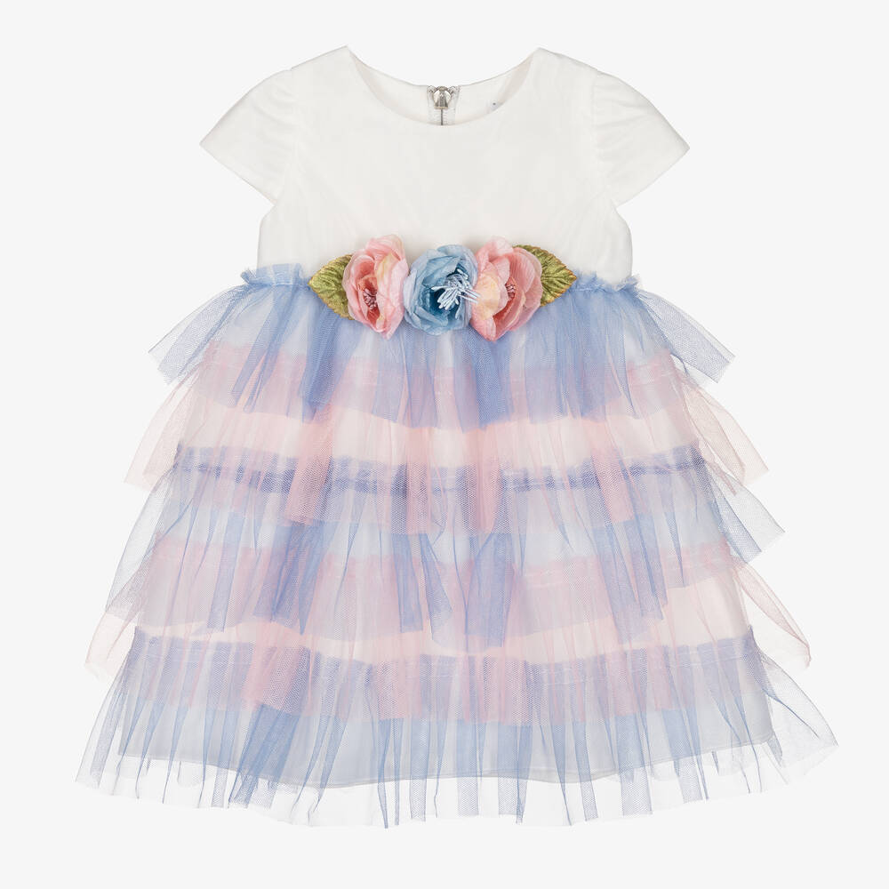 Graci - Girls Pink & Blue Tulle Dress | Childrensalon