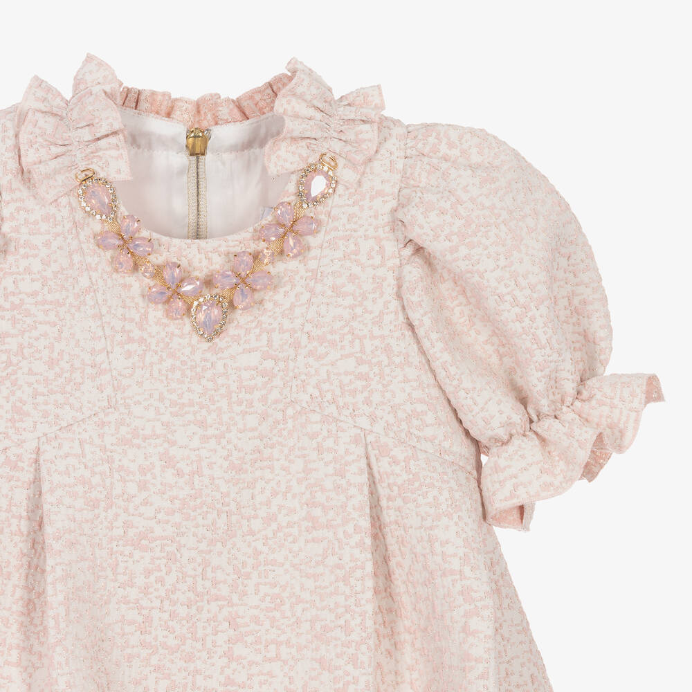 Graci-Розовое платье из парчи со стразами | Childrensalon Outlet