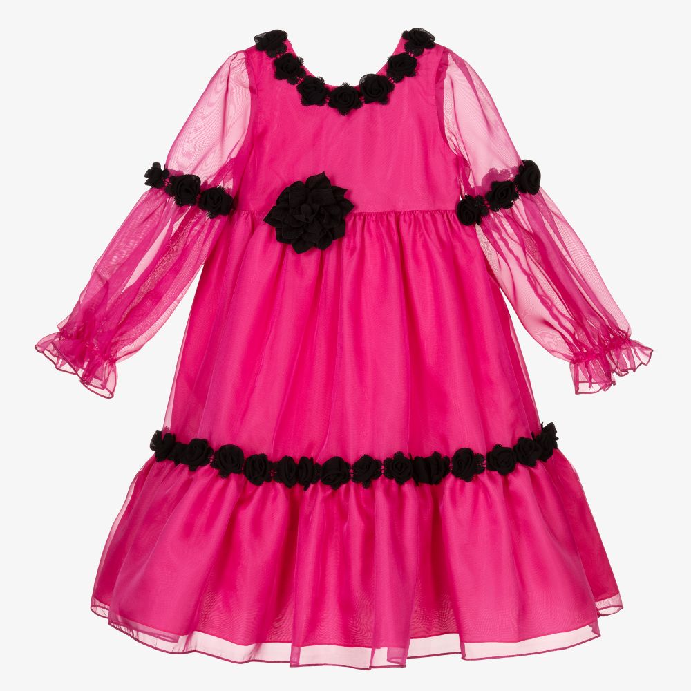 Graci - Розовое шифоновое платье для девочек  | Childrensalon