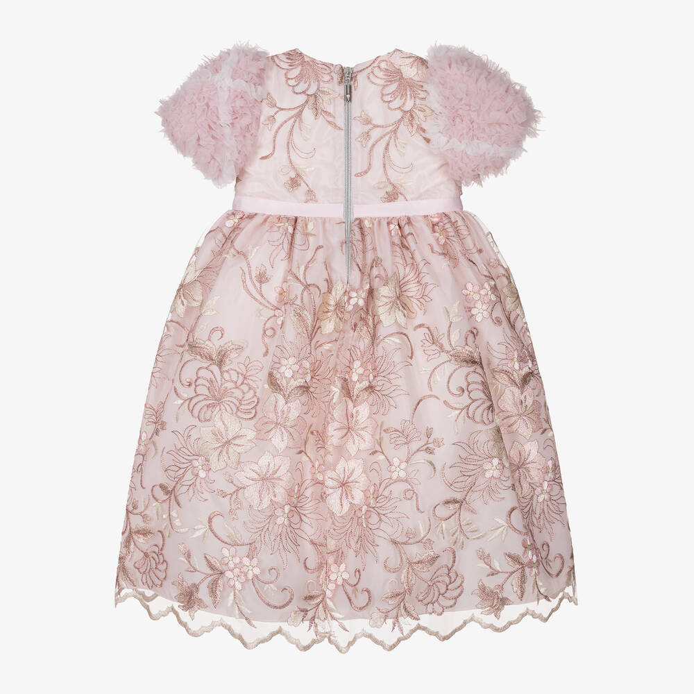 Graci-Girls Pink Embroidered Tulle Dress | Childrensalon Outlet
