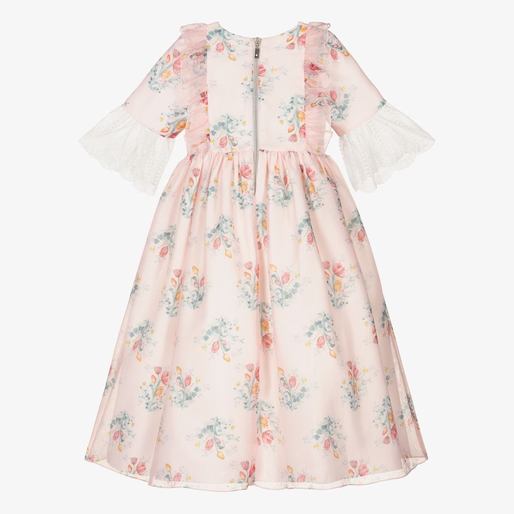 Graci-Girls Pink Floral Cotton Dress | Childrensalon Outlet