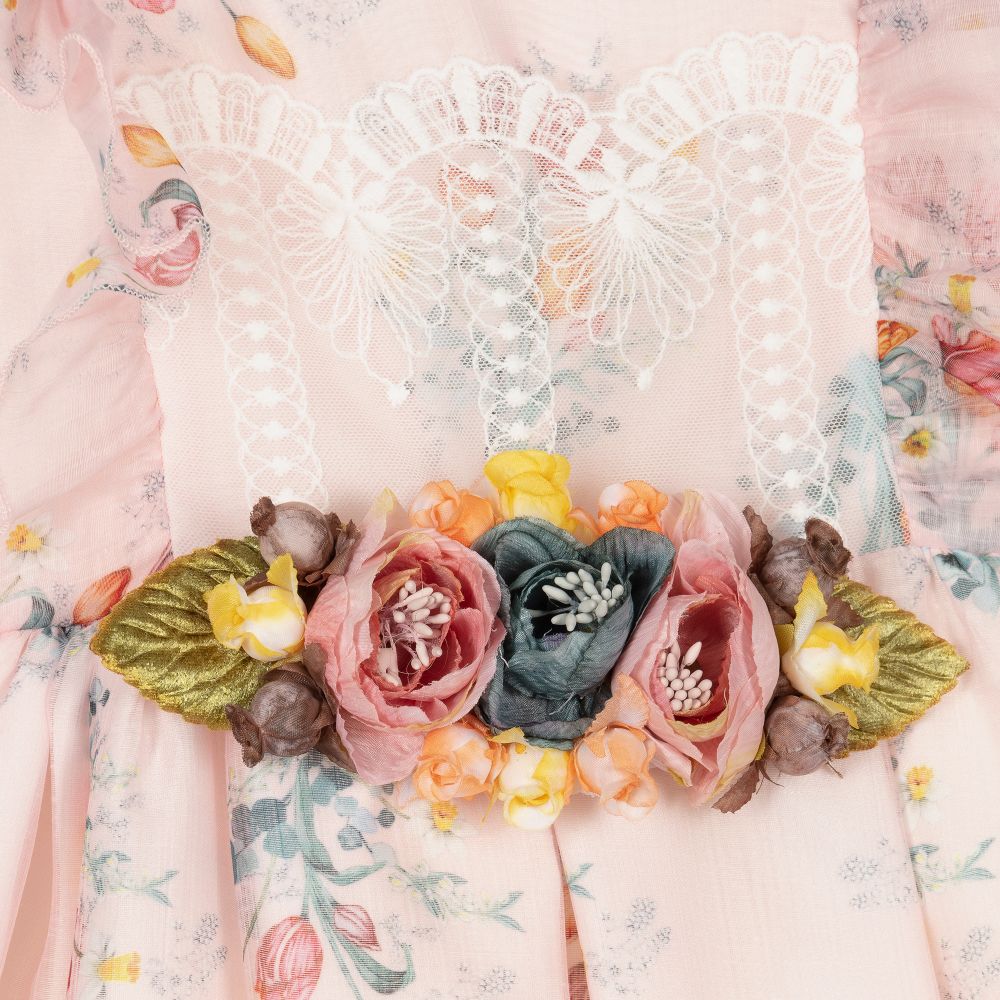 Graci-Girls Pink Floral Cotton Dress | Childrensalon Outlet