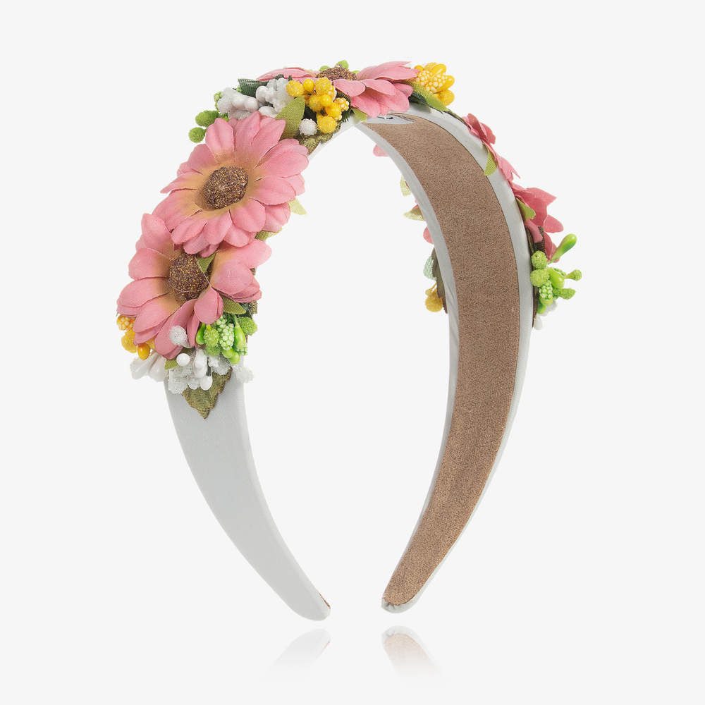 Graci - Girls Pink Floral Hairband | Childrensalon