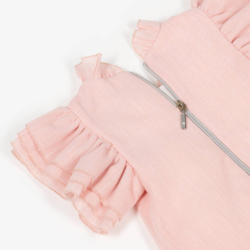 Graci-Льняное платье с цветочным узором розового цвета для девочек | Childrensalon Outlet