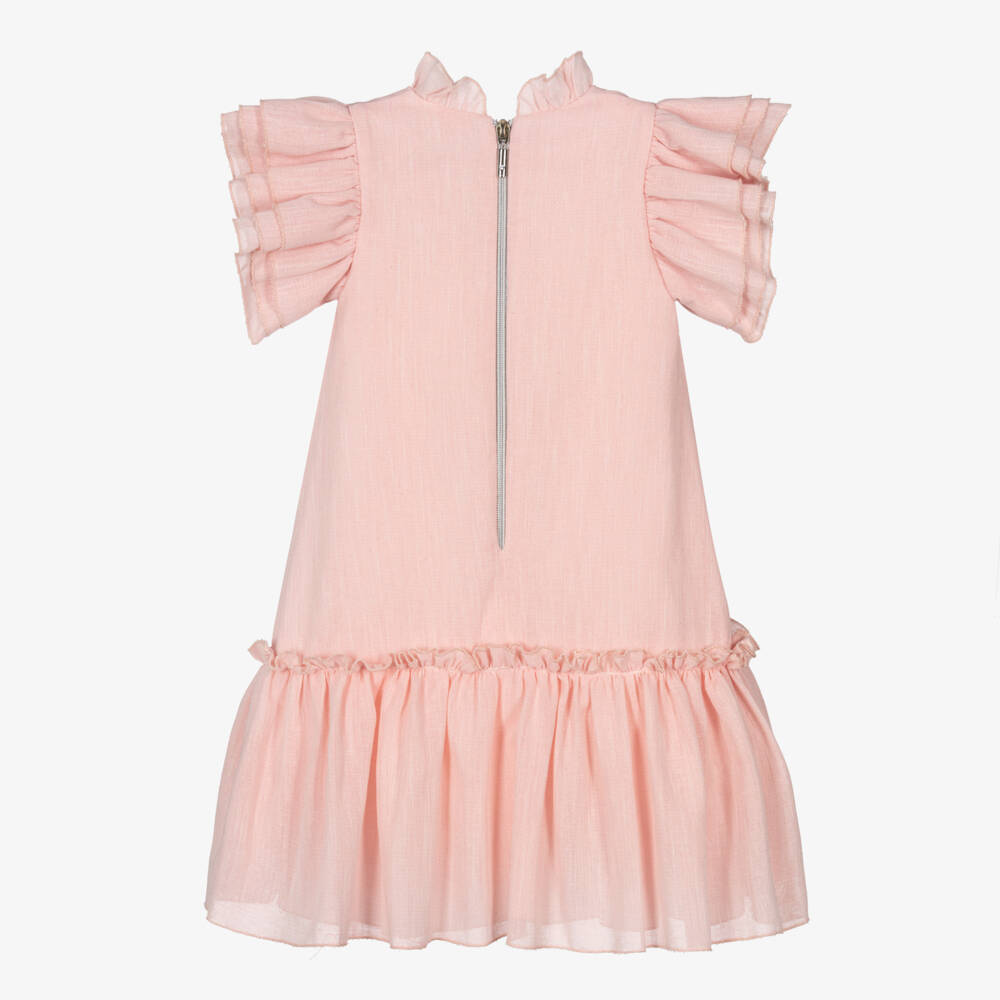 Graci-Льняное платье с цветочным узором розового цвета для девочек | Childrensalon Outlet