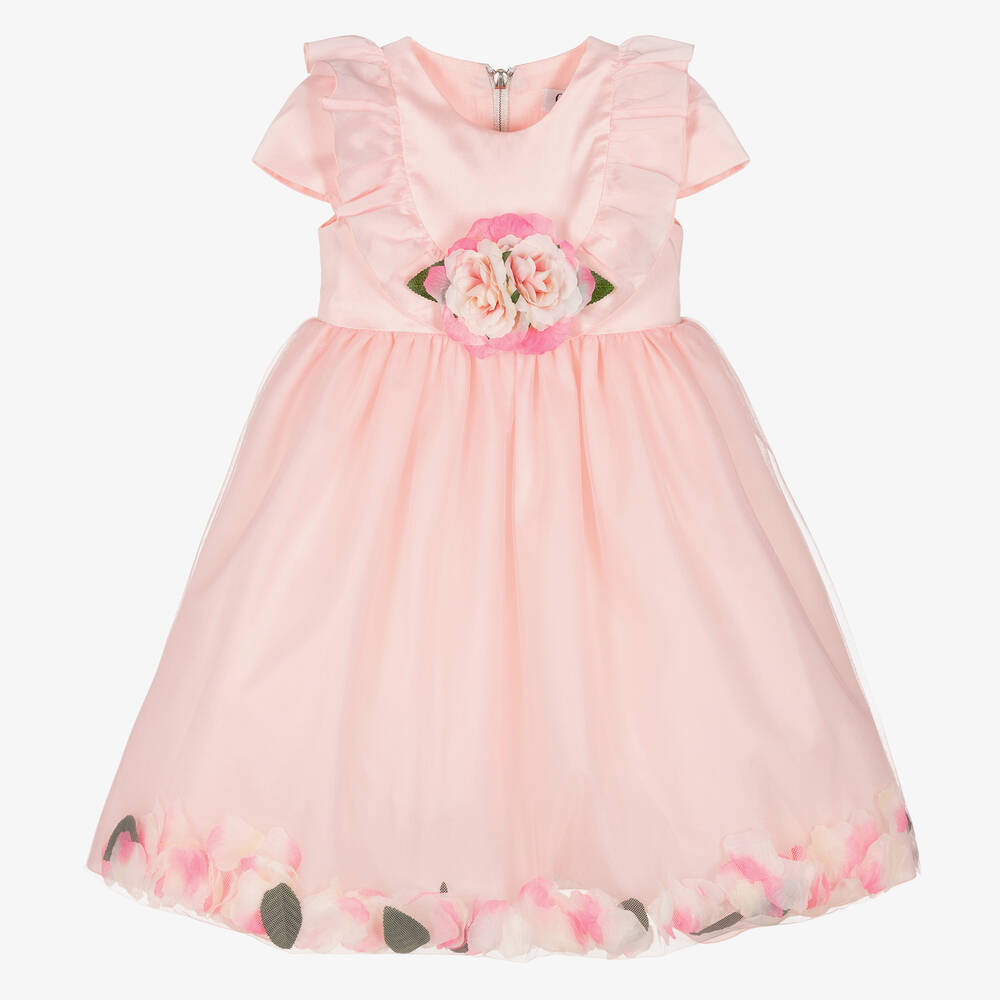 Graci - Girls Pink Petal Hem Dress | Childrensalon