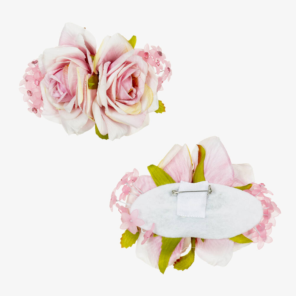 Graci-فستان ساتان ودانتيل مطرز لون زهري | Childrensalon Outlet