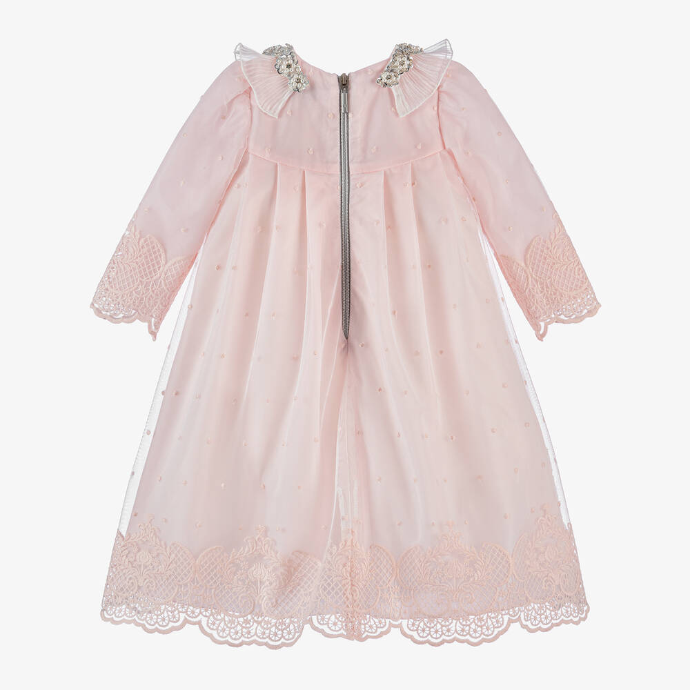 Graci-Girls Pink Tulle Flower Collar Dress | Childrensalon Outlet