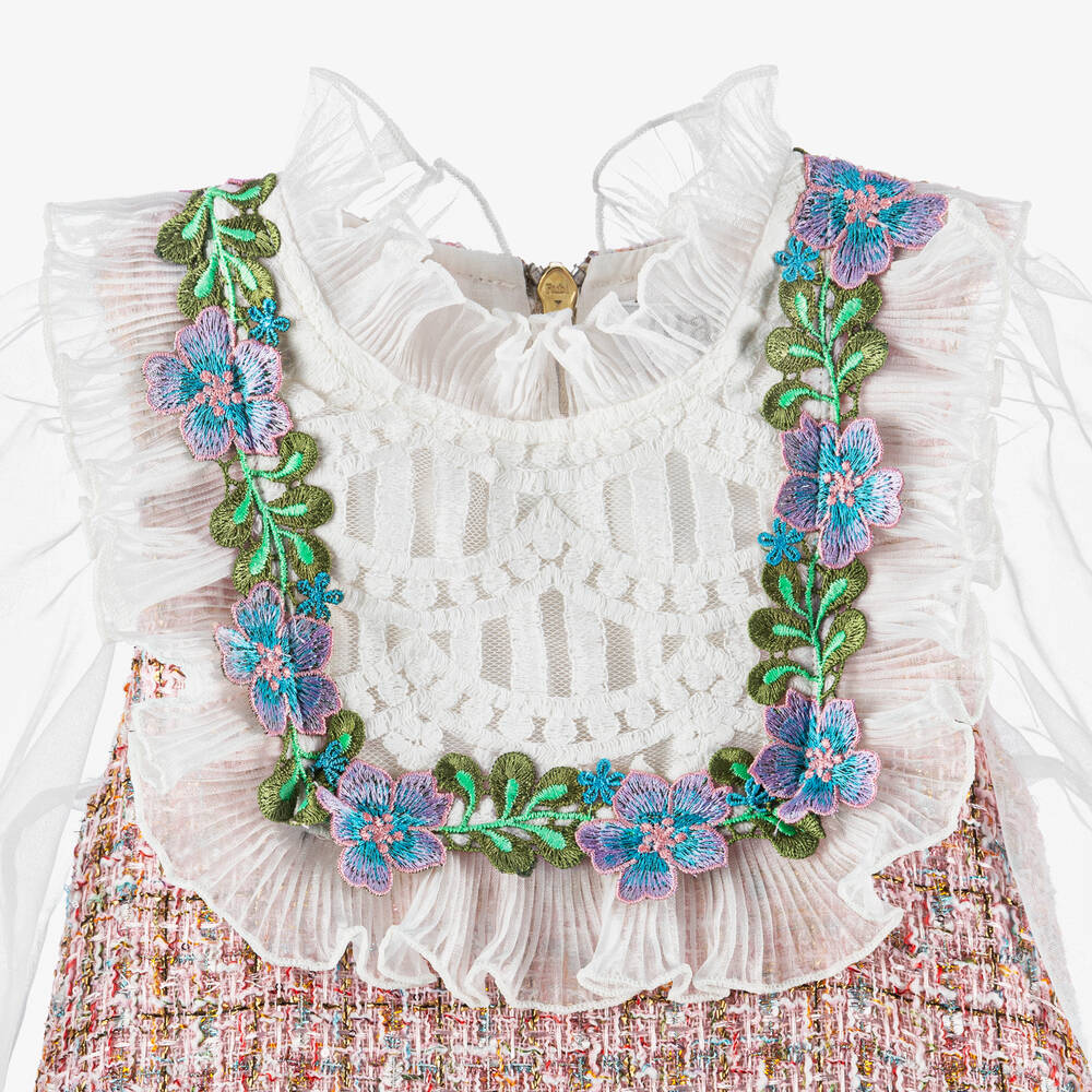 Graci-Розовое платье из твида для девочек | Childrensalon Outlet