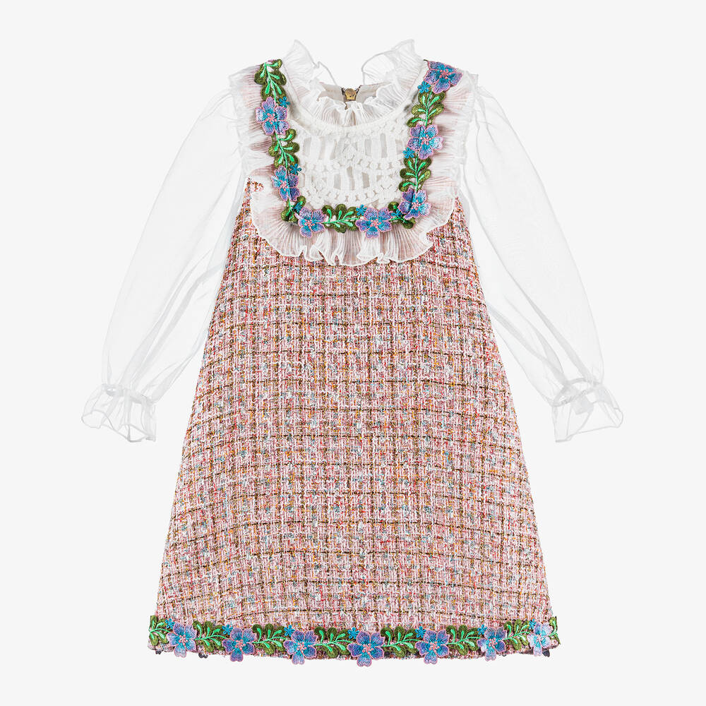 Graci-Girls Pink Tweed Dress | Childrensalon Outlet