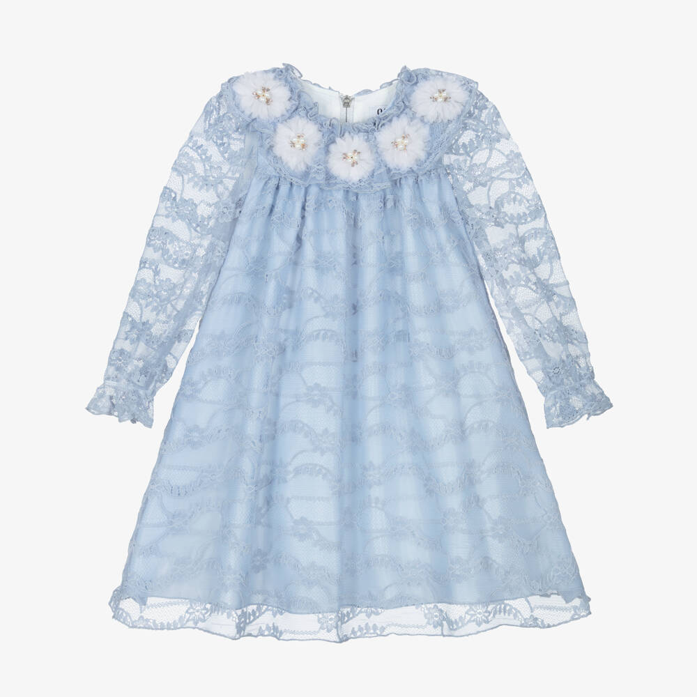 Graci-Кружевное платье синего цвета для девочек | Childrensalon Outlet