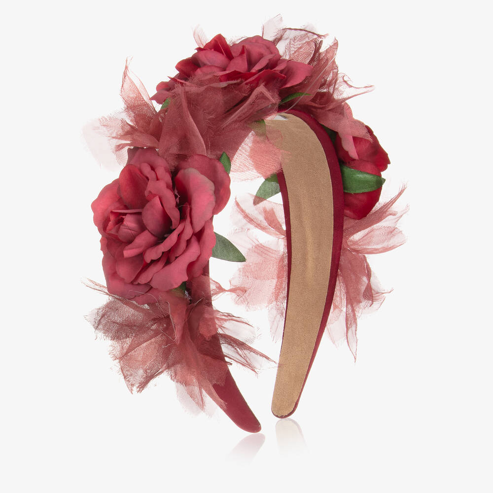 Graci - Girls Red Floral Hairband | Childrensalon