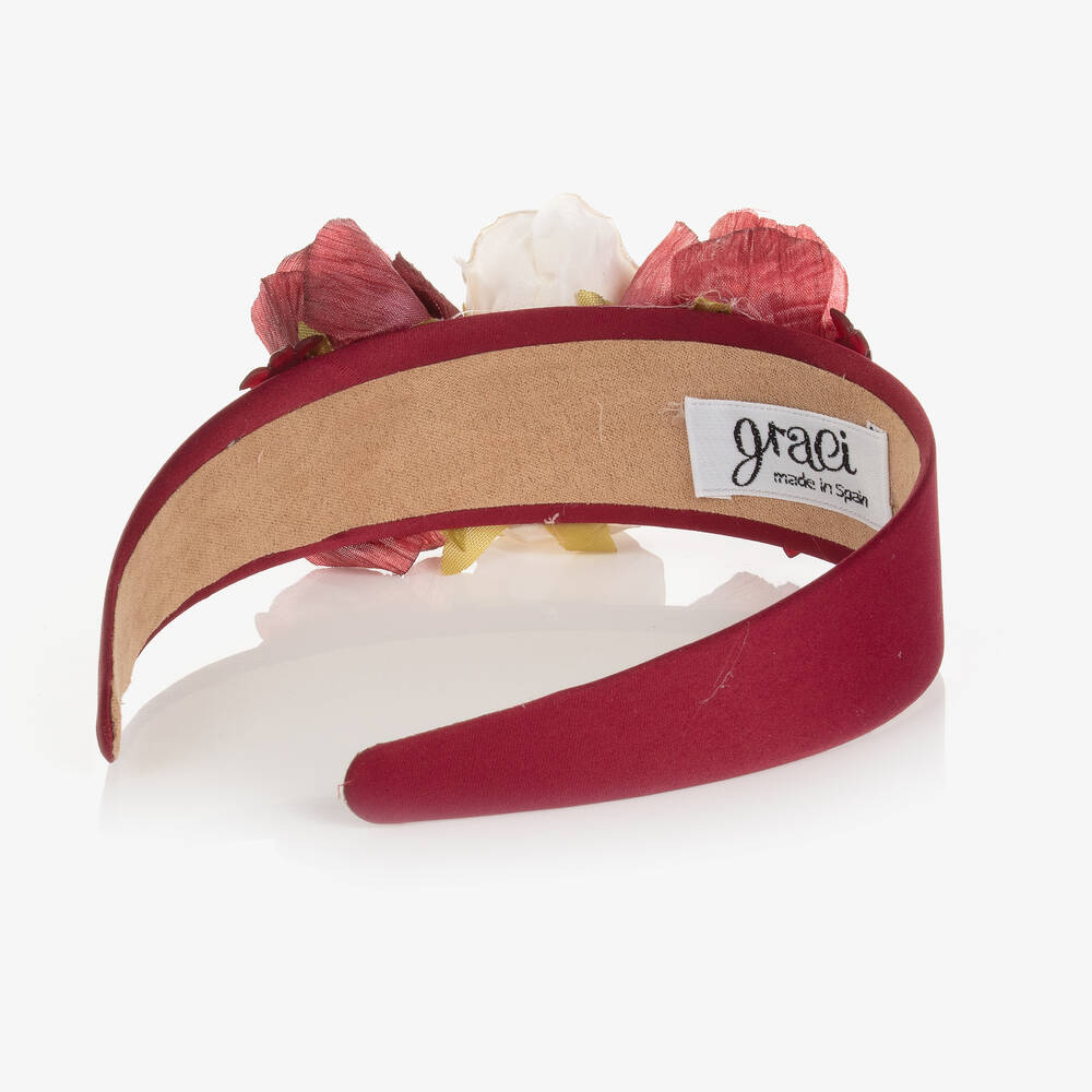 Graci-Красный ободок с красными и кремовыми розами | Childrensalon Outlet
