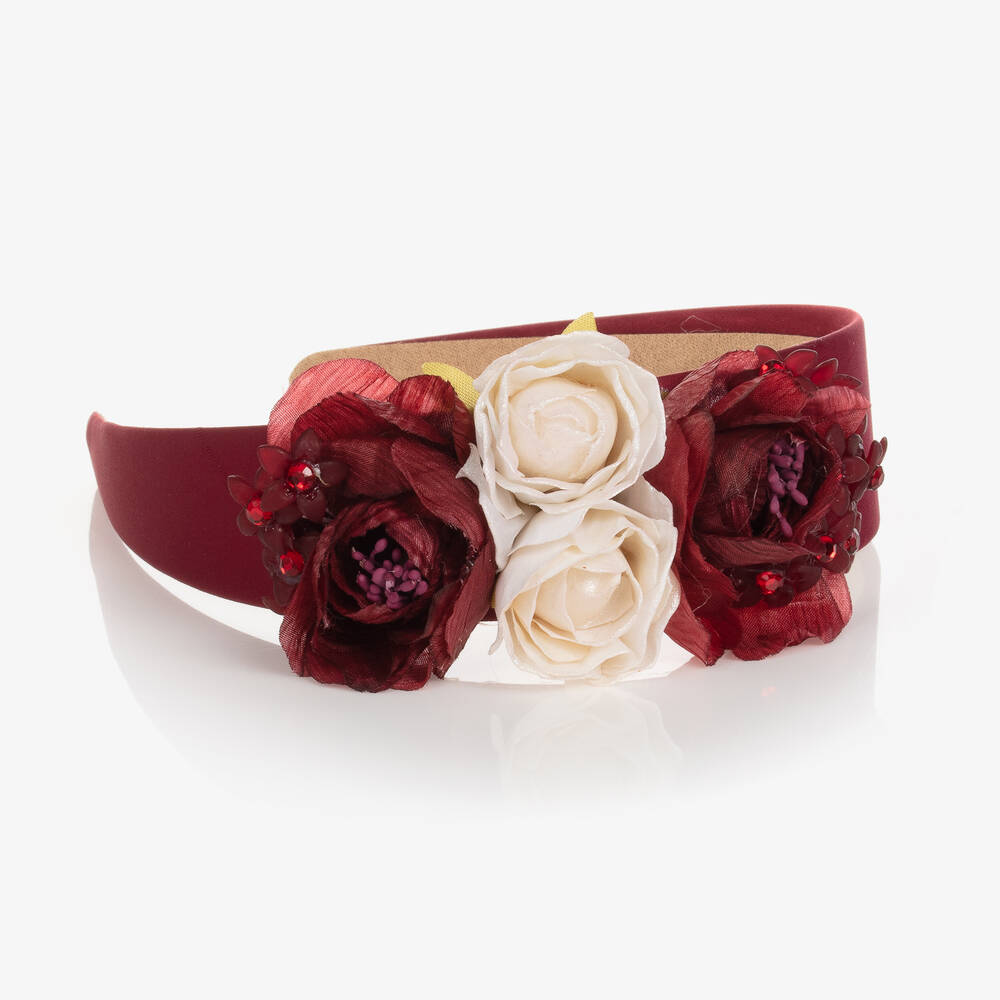 Graci-Красный ободок с красными и кремовыми розами | Childrensalon Outlet