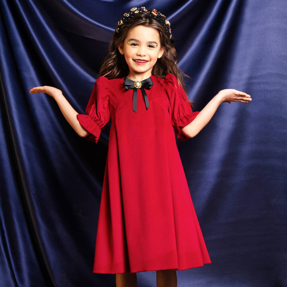 Graci Girls Red Velvet Dress Childrensalon Outlet