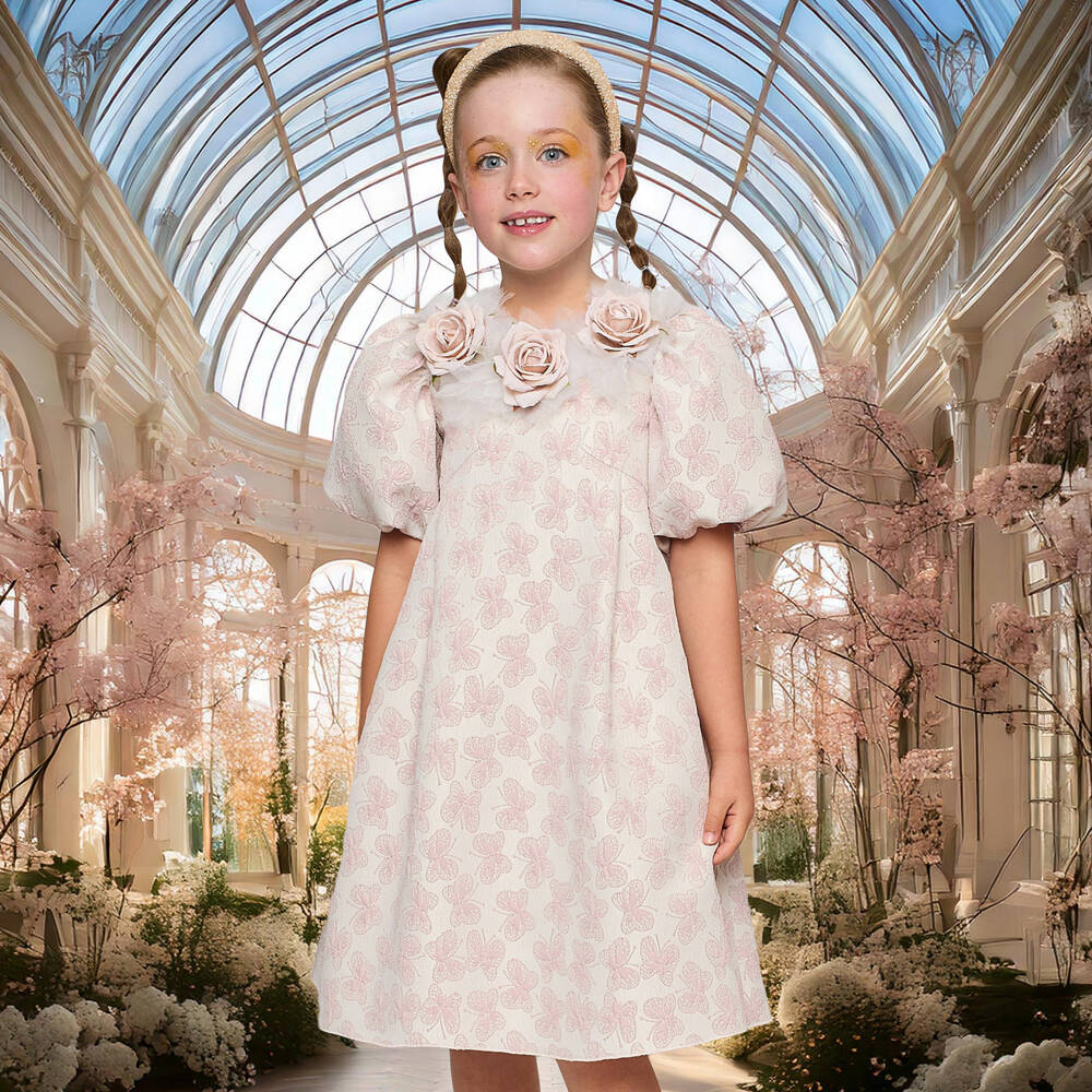 Graci-Girls Rose Jacquard Party Dress | Childrensalon Outlet